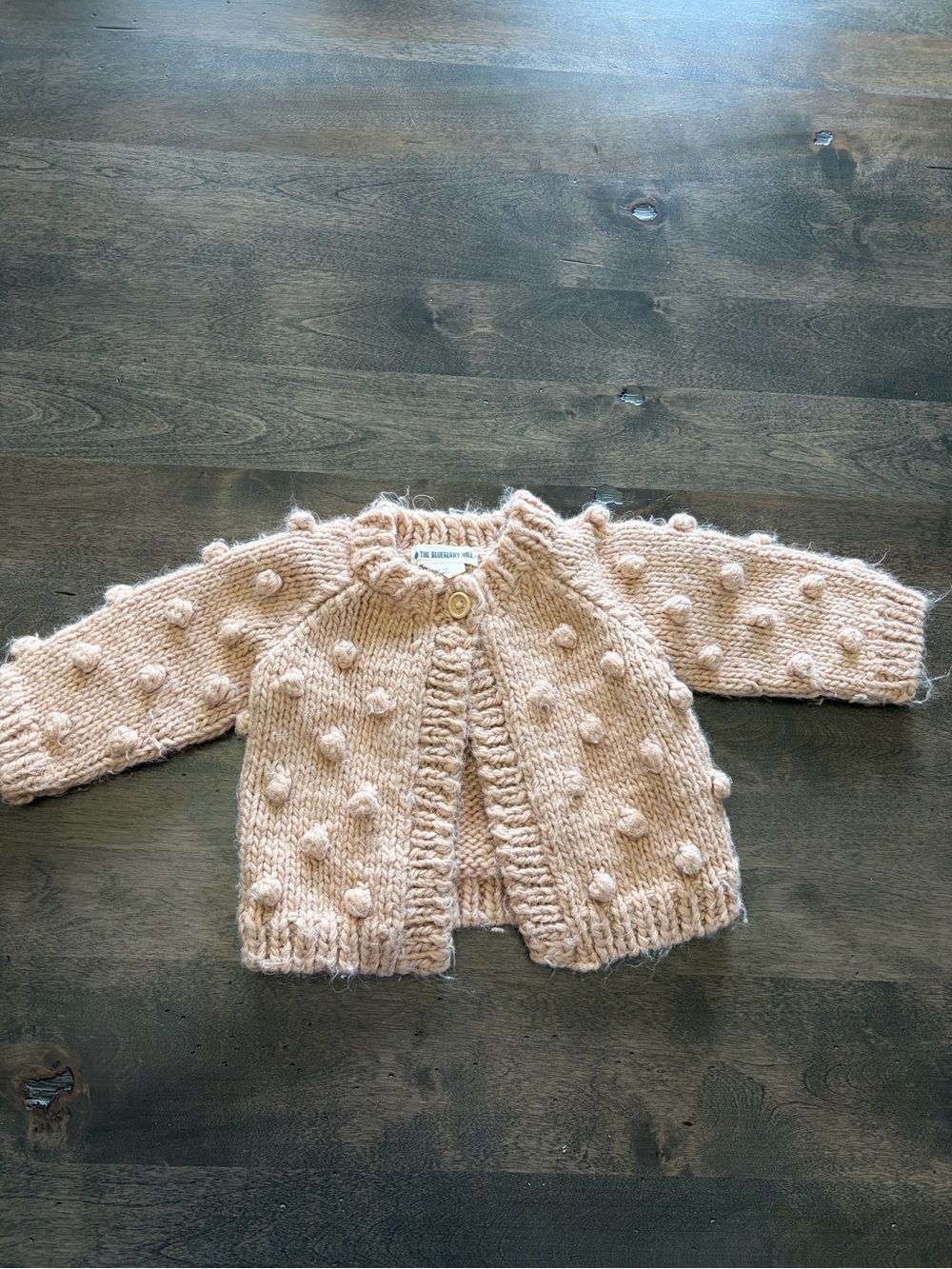 Hand-Knit Pom-Pom Baby Cardigan -